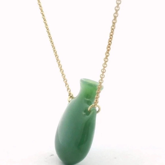 Tiffany & Co. Elsa Peretti 18K Yellow Gold Nephrite Jade Jug Necklace - Picture 3 of 6